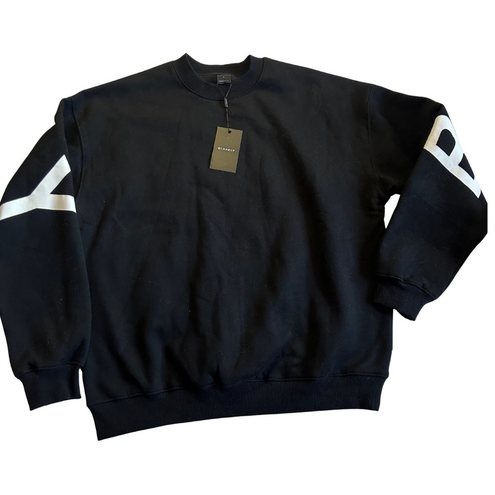 Blakely Clothing Black Spellout Logo Crewneck Sweatshirt Streetwear NWT